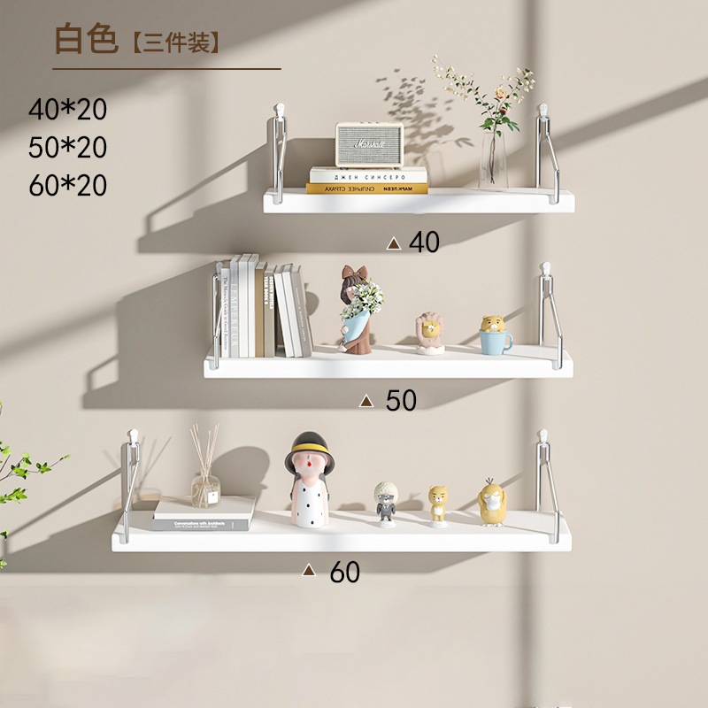 Picture of No-Drill Wall-Mounted Wrought Iron Living Room Entrance Wall Decoration Bedroom Wall Bookshelf Single Shelf Wall Storage Rack