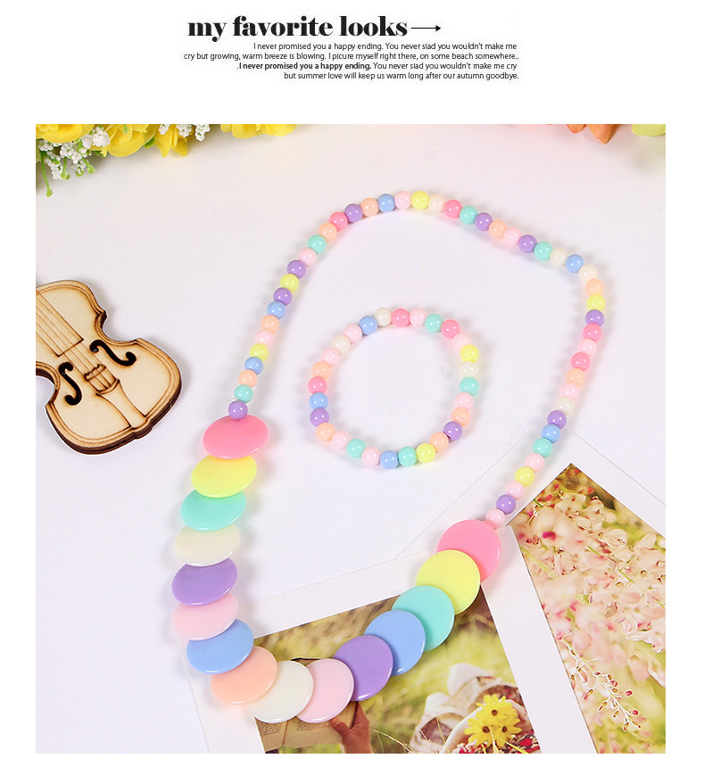 Picture of Korean version of candy color necklace children's spot jewelry beads necklace bracelet two-piece set Yiwu jewelry wholesale