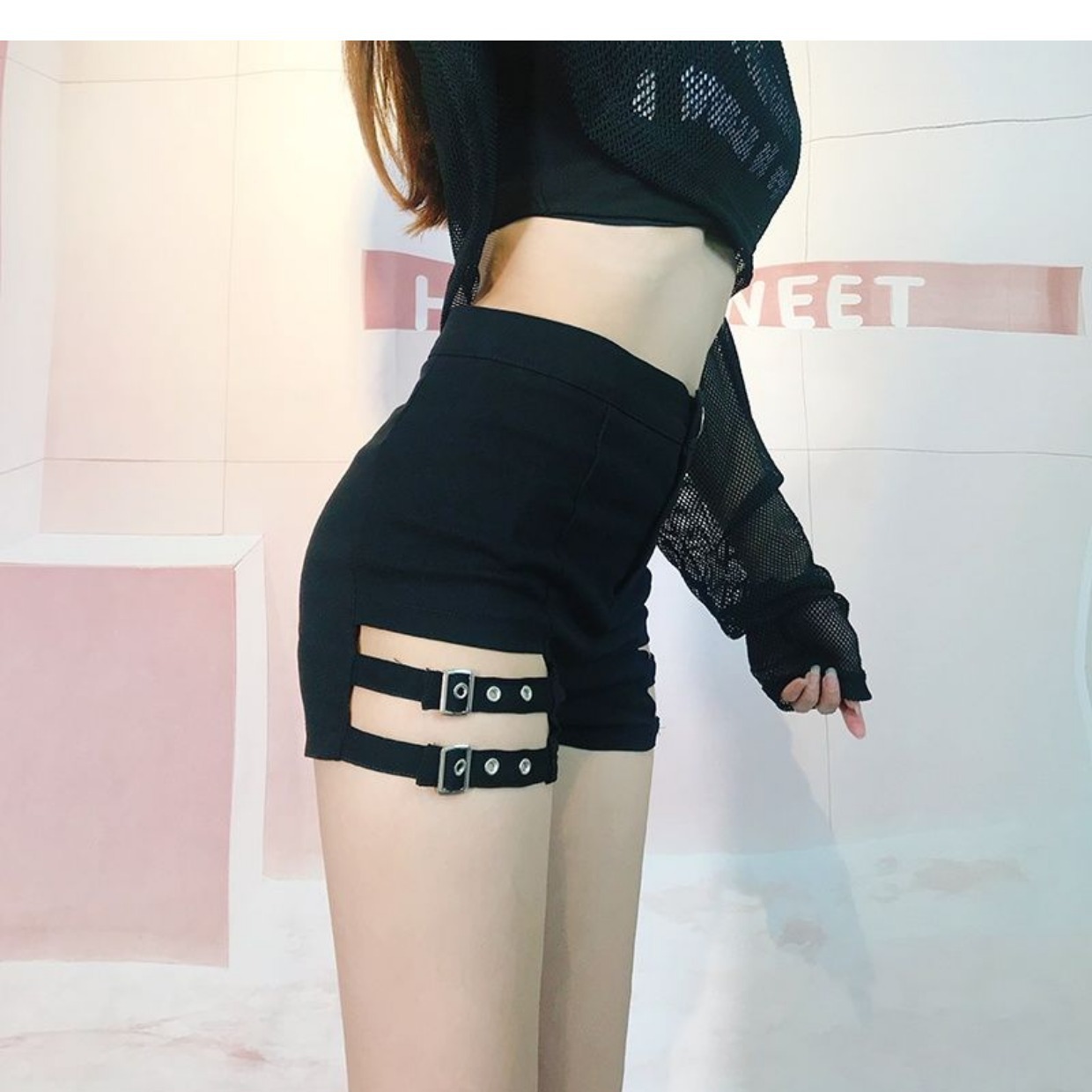 lisa same style stage clothing hot girl essential bottoming pants jazz DS hot pants steel pipe dance high waist shorts
