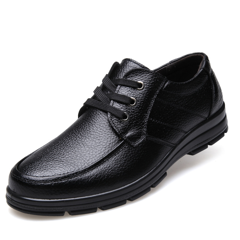New Men's Shoes Soft Leather Casual Flats Non-Slip Low-Top Shoes Men's Lace-Up Business Work Single Leather Shoes Size 45 Wholesale