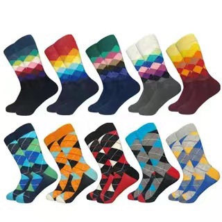 Cross-border Amazon explosions plaid socks rhombus socks tube socks retro British style socks tide socks men's socks batch