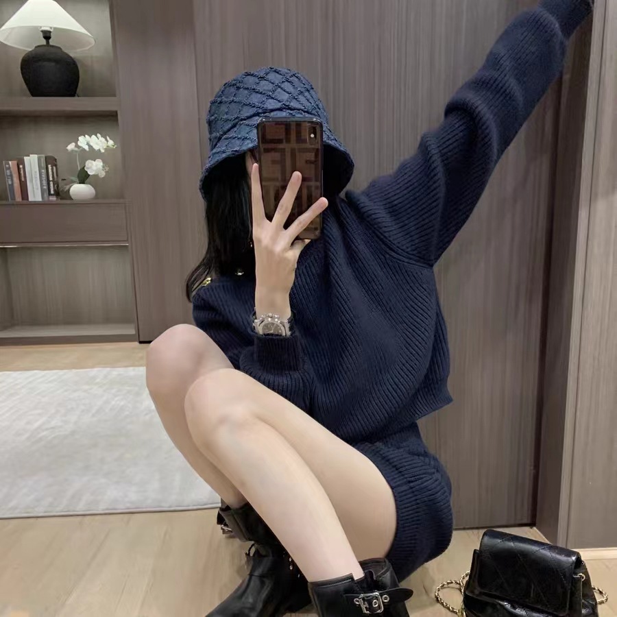 Picture of Korean Women's Foreign Trade Two-piece Gentle suit Women's High-end Temperament Knitted Skirt Autumn Dress with a Complete Set