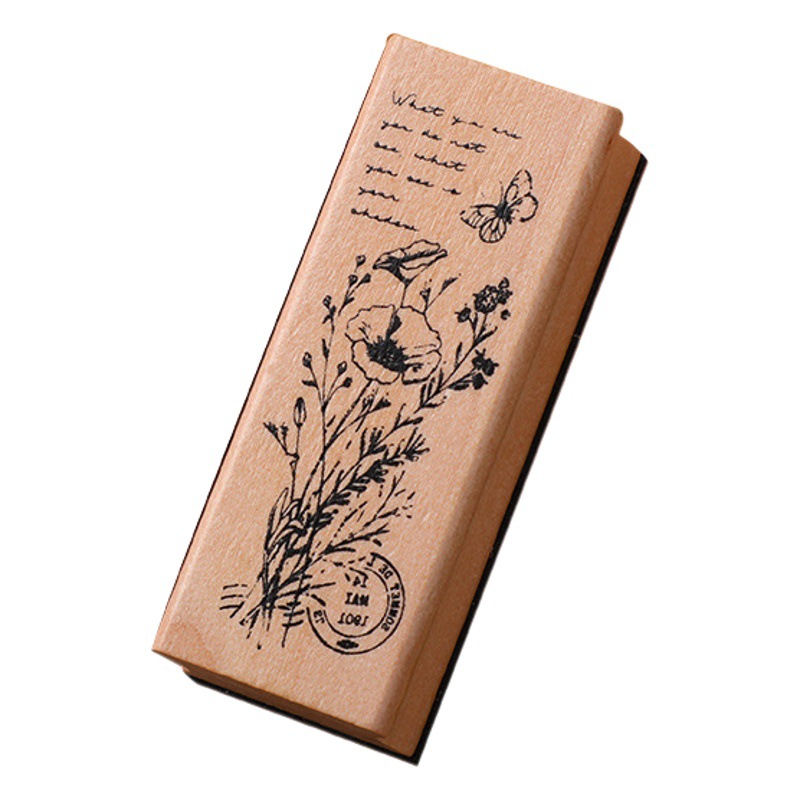 Exquisite Wooden Flower and Grass Girl Seal, Creative and Fresh Plant Handbook DIY Diary Decorative Seal, 8 Options