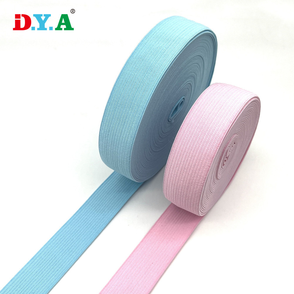 In stock 25mm high elastic color crocheted plain knitted elastic band flat wide elastic band waistband underwear elastic band