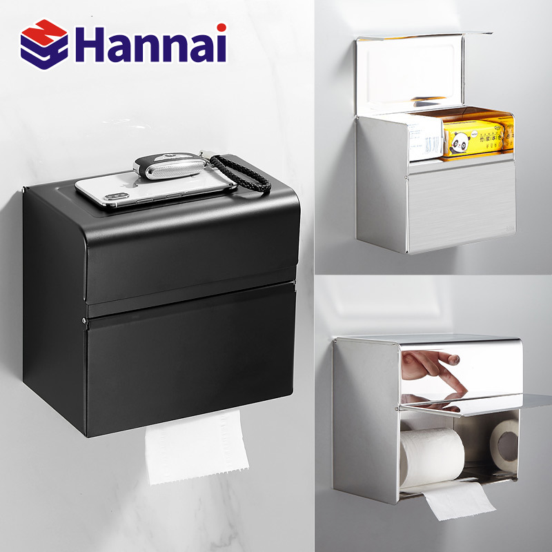 Double-layer Stainless Steel Tissue Box Household Toilet Paper Box Wall-mounted Paper Box Toilet Commercial Toilet Toilet Paper Box
