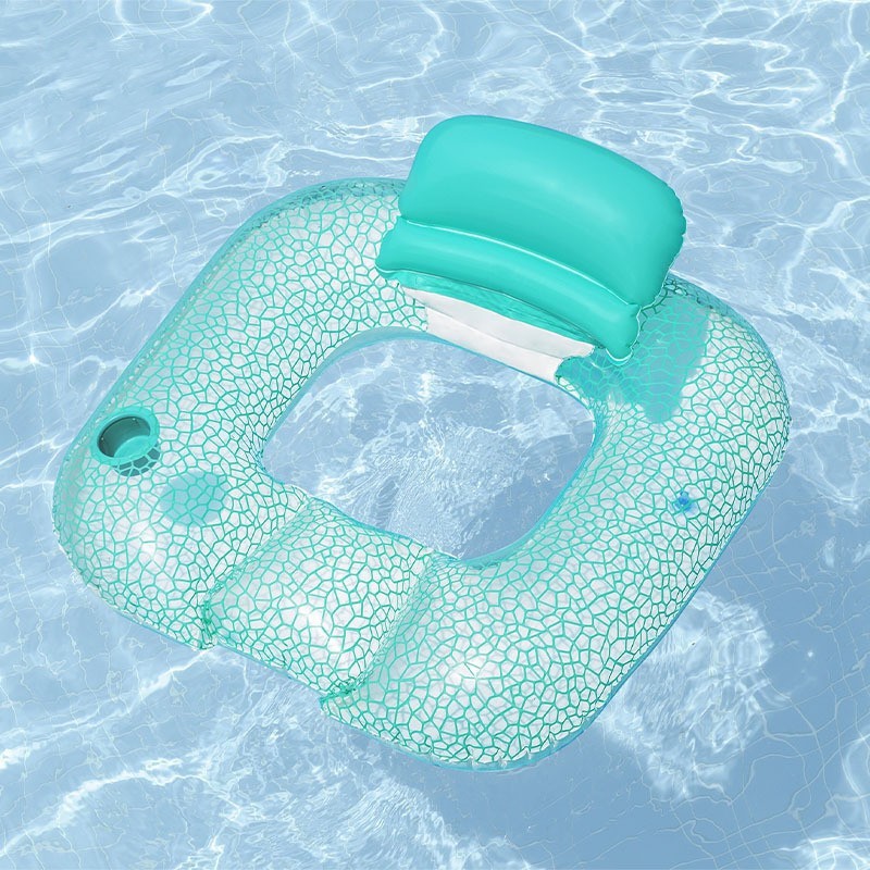Picture of Water Inflatable Floating Row Floating Bed Queen Adult Pool Leisure Chair Floating Cushion with Backrest and Cup Holder