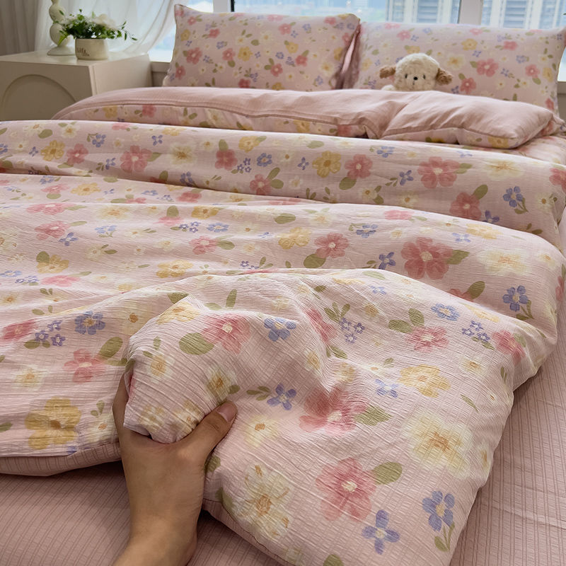 Picture of Machine Washable Four-Piece Bedding Set, Sheet and Duvet Cover for Student Dormitory, Single Bed Duvet Cover, New Style, Suitable for Sleeping Naked, Three-Piece Set