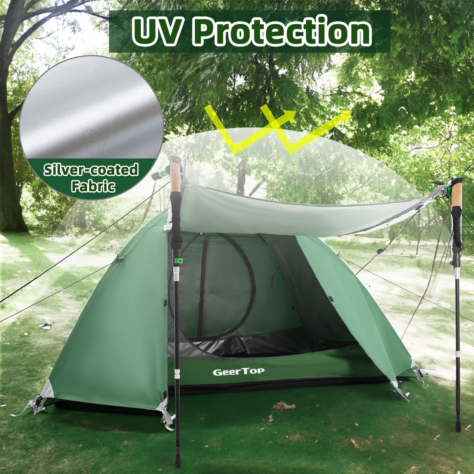 Picture of Camping Tent Double Double Tent Sunscreen Outdoor Tent Anti-Rainstorm Hiking Tent Two-in-One