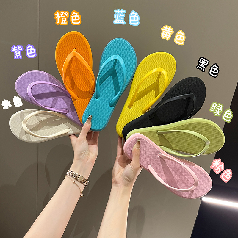Flip-flops Women's Ins Fashionable Summer Outer Wear Fashionable Flip-flops Beach Slippers Non-slip Flat Sandals for Couple Going Out