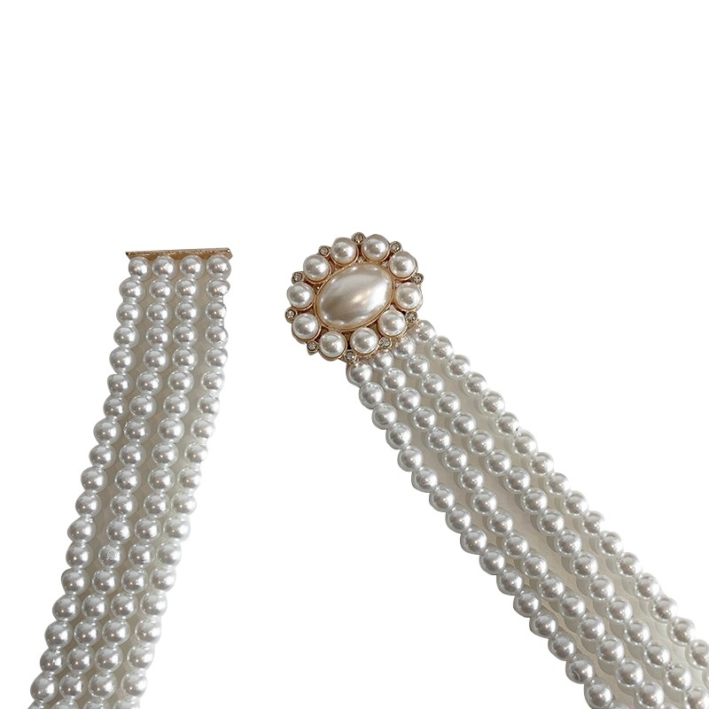 Women's Decorative Belt Korean-style New Ins Pearl Belt Stretch All-match Fashionable dress Wide Waist Cover Accessories
