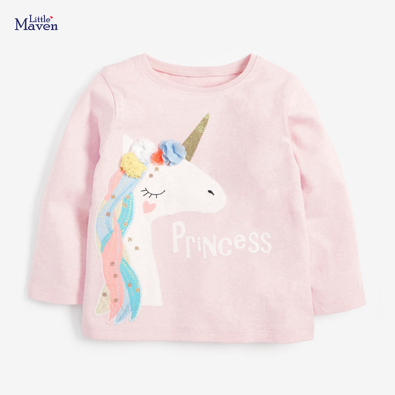 Picture of Factory wholesale children's T-shirt Autumn New European and American children's clothing children's T-shirt unicorn girls long sleeve T-shirt
