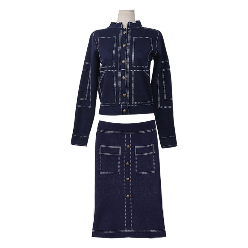 2025 New Autumn and Winter Korean Style Small Fragrance Suit Knitted Two-Piece Set Age-Reducing Western Style Small Cardigan Skirt 6552