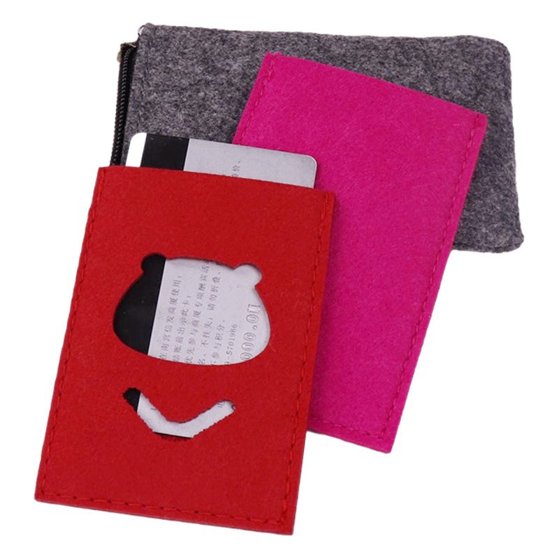 Manufacturers supply felt Bank card bag solid color felt simple modern storage card bag portable felt small card bag
