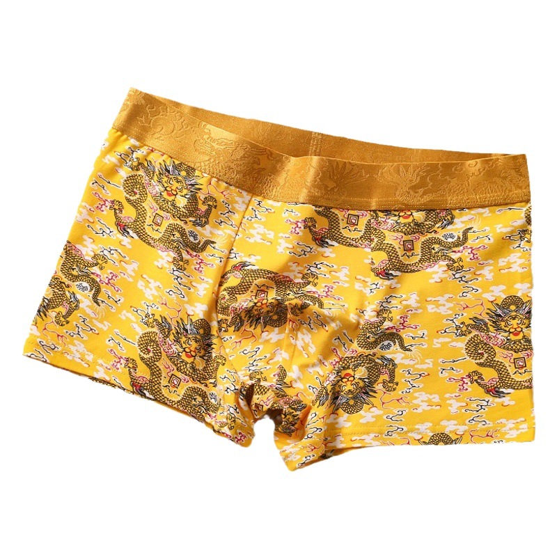 Multiple Panties Men's Boxer Cotton Low Waist Aggressive Dragon Pattern Printed Lion Boxer Pants Plus Size Life
