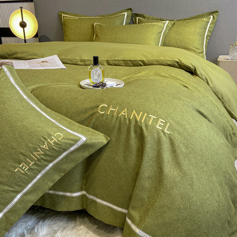 Picture of Light luxury embroidery thickened brushed bedding four-piece quilt cover quilt cover bed sheet three-piece fitted sheet factory wholesale