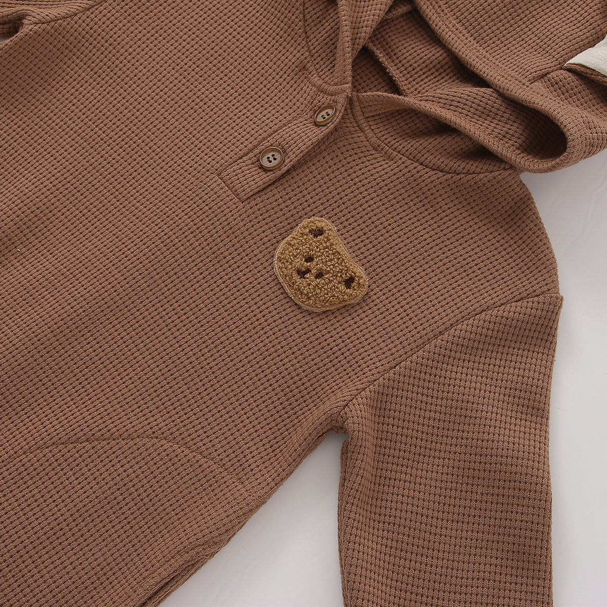Picture of Baby Autumn Jumpsuit Baby Cartoon Bear Waffle Hooded Outdoor Crawling Suit Newborn Long-Sleeved Clothes