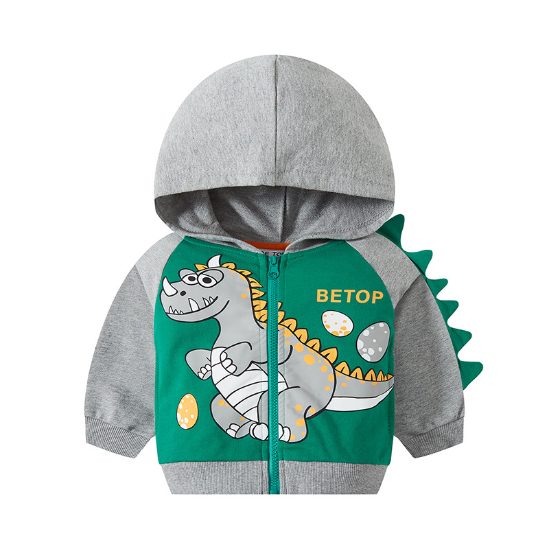 Picture of Korean version of boys dinosaur printed hooded zipper shirt children's sweater coat children's spring new generation of hair