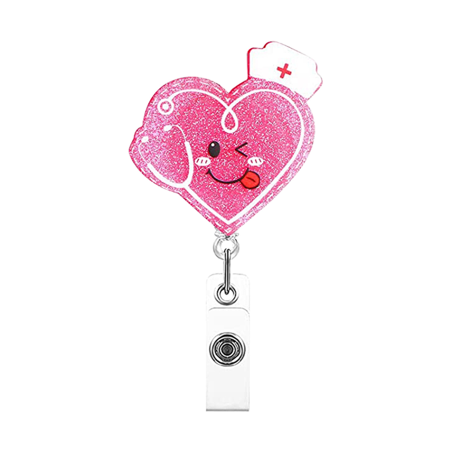 Picture of Acrylic Uterine Love Clothes Needle Mask Easy Pull Buckle Easy Pull Doctor Nurse Retractable Badge Reel