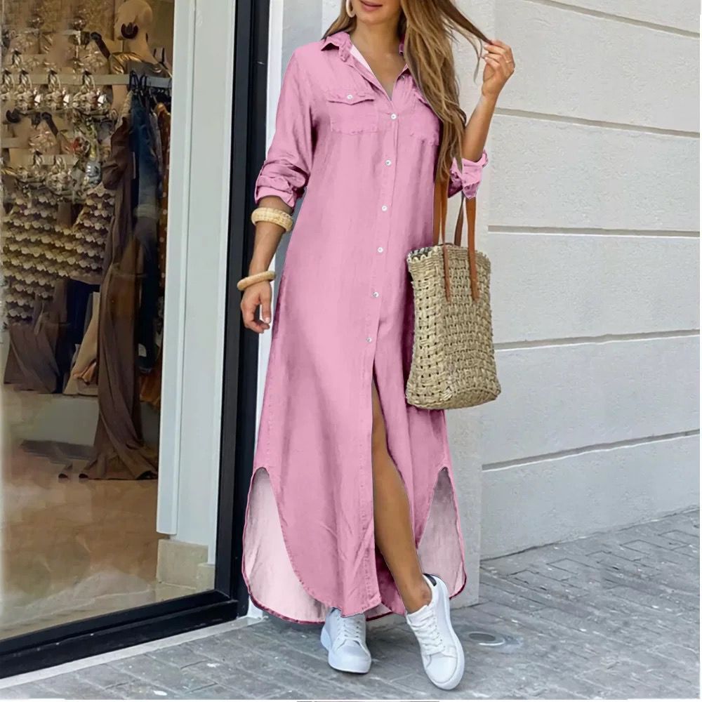 Picture of Cross-Border Women's Clothing Amazon 2025 European and American Spring and Summer New Printed Long-Sleeved Dress Fashionable Sexy Shirt Long Skirt