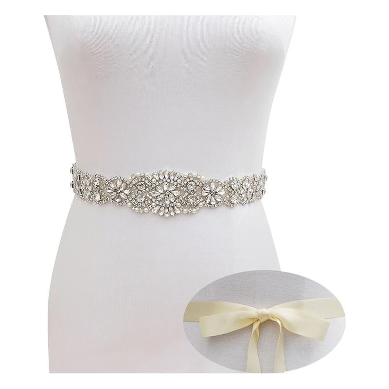 834 Cross-border Diamond-encrusted Applique Bridal Waist Seal Dance Clothing Rhinestone Belt High-end All-match Decorative Pearl Belt