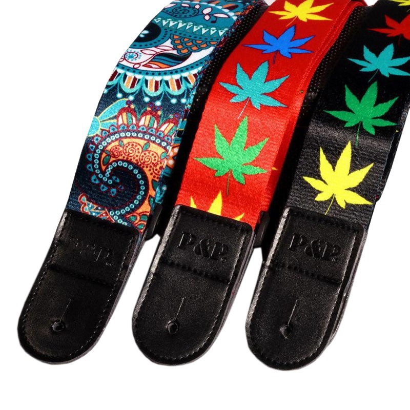 Color guitar strap thermal transfer printing guitar electric wooden guitar universal shoulder strap ethnic style
