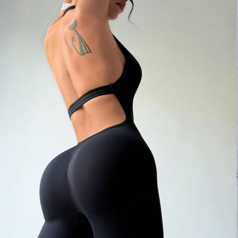 New Quick-Drying Seamless Yoga Tight-Fitting One-Piece Halterneck Backless Slim One-Piece Sports Fitness Yoga Clothes for Women
