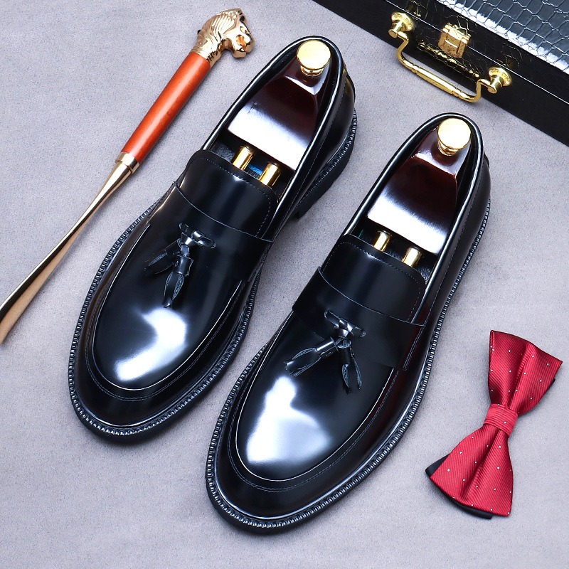 Picture of [Big Sale] Men's Shoes Business Shoes Cow Lining Thick Sole Painted Tassel Heightening Formal Shoes Genuine Leather Easiest for Match Large Toe Shoes