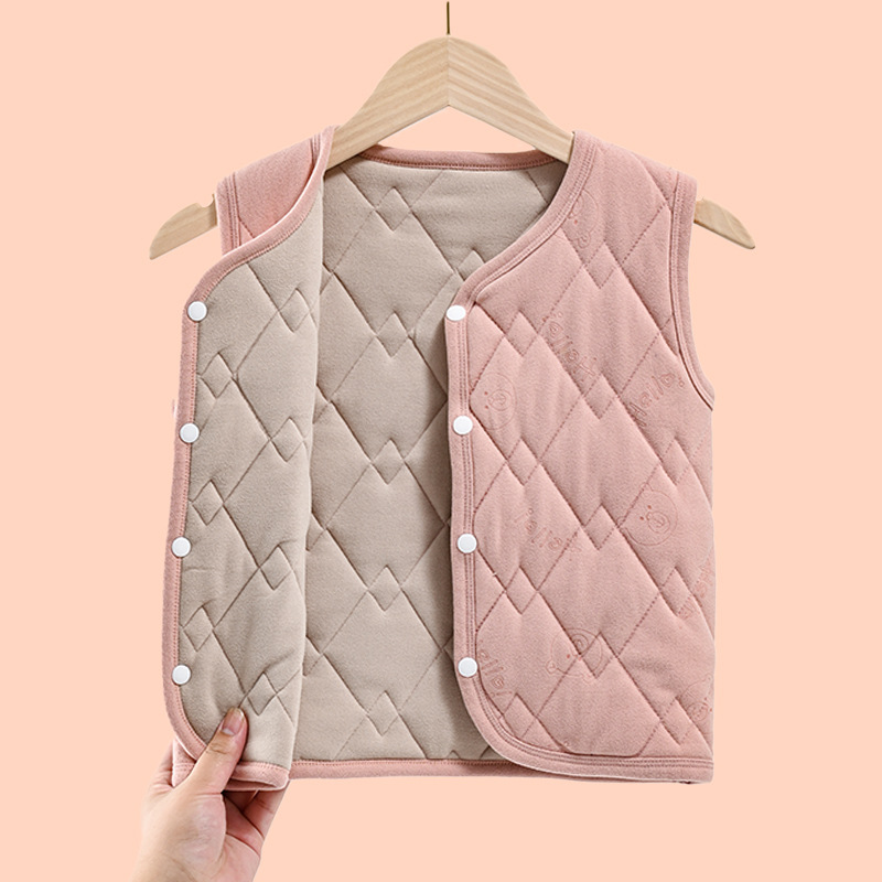 Picture of Autumn and winter children's cotton vest boys and girls wear cotton vest children's school uniform artifact baby warm waistcoat