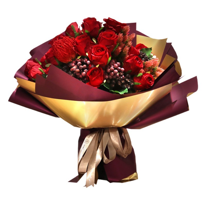 Two-color Bouquet Packaging Gold Color Ouya Paper Flower Wrapping Paper Waterproof Gold-plated Paper Gold Color Paper Opening Double-sided Gift