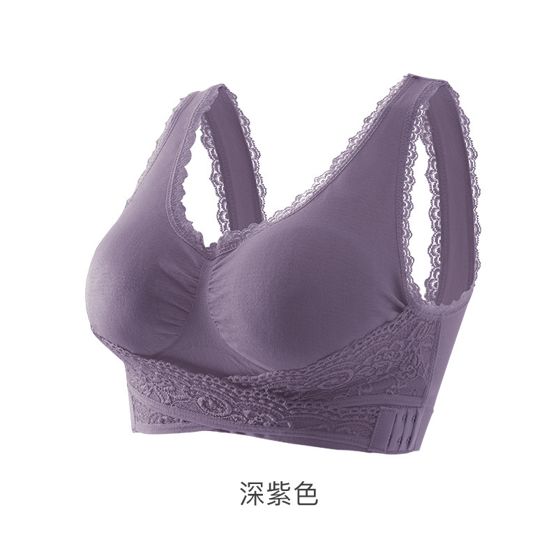 Picture of Cross-border front cross side buckle Sports sleep bra plus size lace running yoga shockproof push up European and American underwear for women