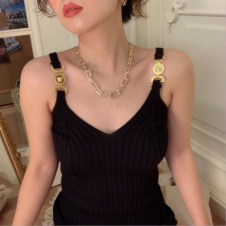 Vest Camisole Women's Summer Outer Wear Inner V-Neck Slim-fit Slimming All-match Cautious Base Leaky Shoulder Sleeveless Top