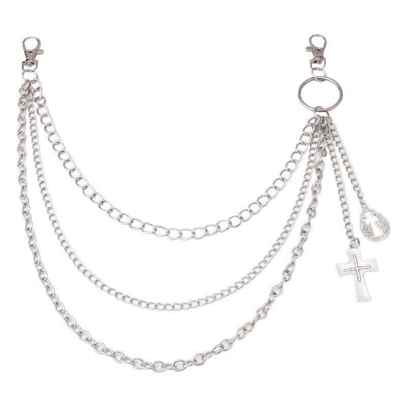 European and American cross-border jewelry geometric multi-layer chain Hollow Cross pants chain ins style hip-hop with skirt waist chain