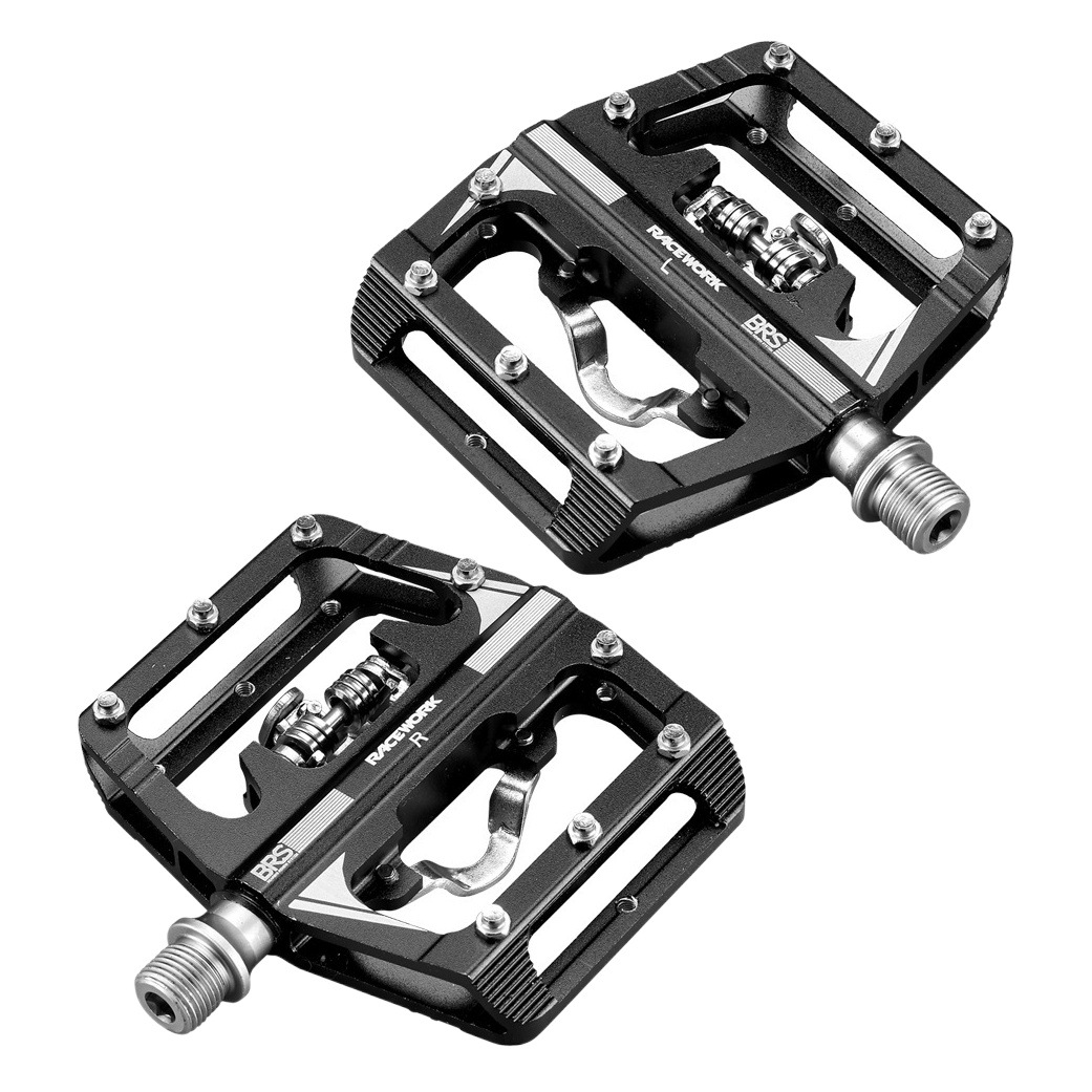 RACEWORK Bicycle Pedal Mountain Bike Lock Tread Flat Tread Aluminum Alloy SPD Clamless Pedal