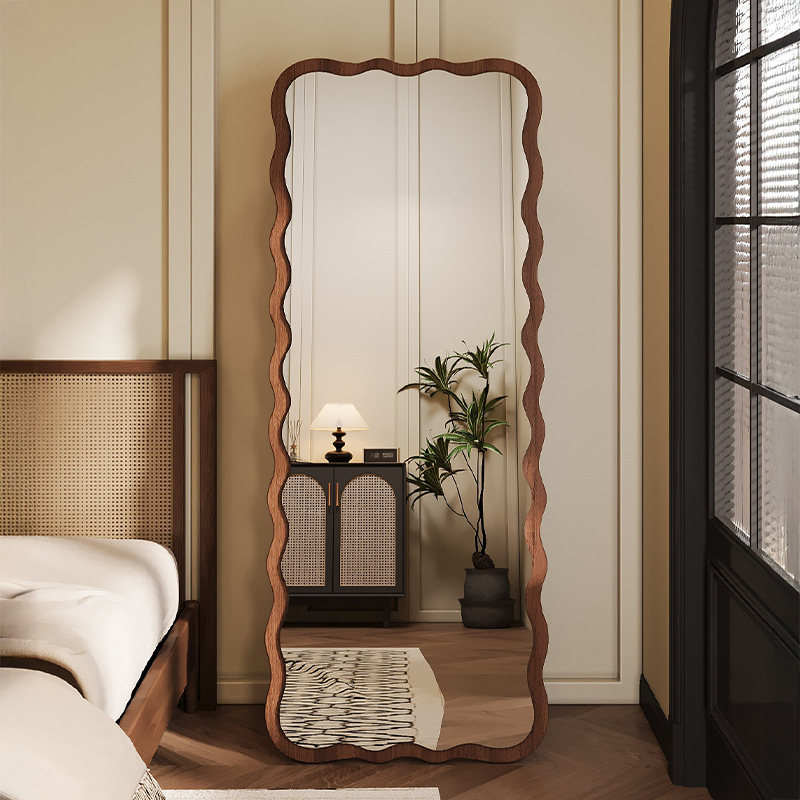 Full-Length Mirror, Dressing Mirror, Floor-Standing Home Hanging Wall, Bedroom and Living Room, Special-Shaped French Retro Fitting Mirror