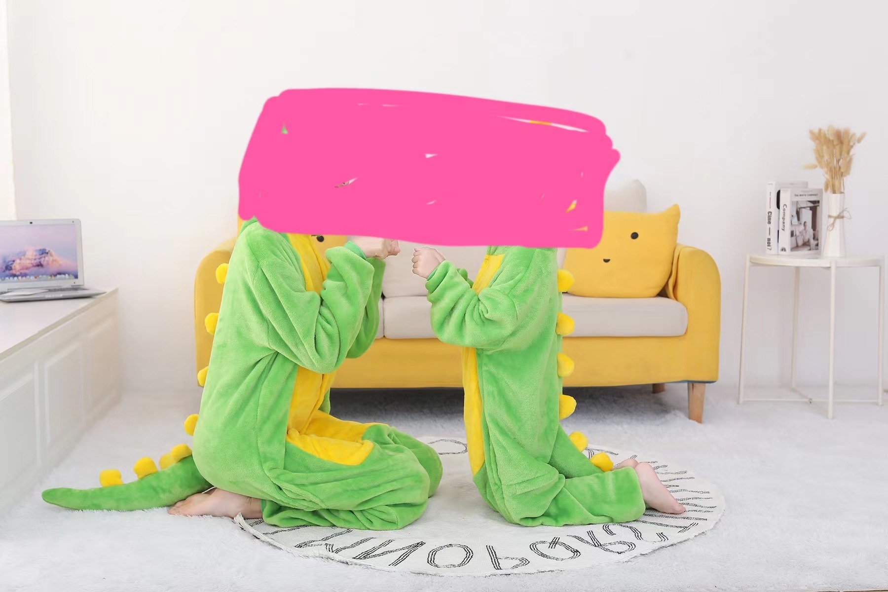 Picture of Cross-Border Flannel Adult and Children Dinosaur One-Piece Pajamas Animal Dinosaur One-Piece Pajamas Parent-Child Home Performance Clothes