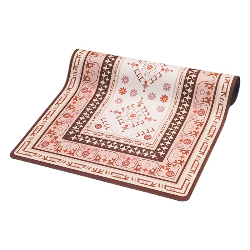 Bohemian style natural rubber suede fitness yoga mat home yoga studio non-slip yoga mat wholesale