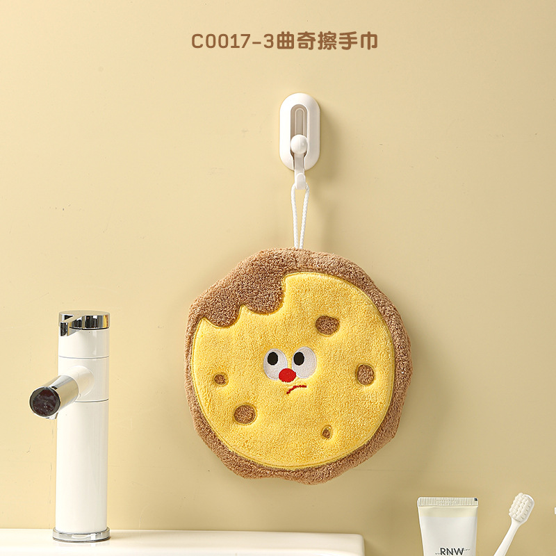 Picture of Hanging thickened baking cartoon children's hand towel absorbent coral fleece small square towel kitchen bathroom dual-use