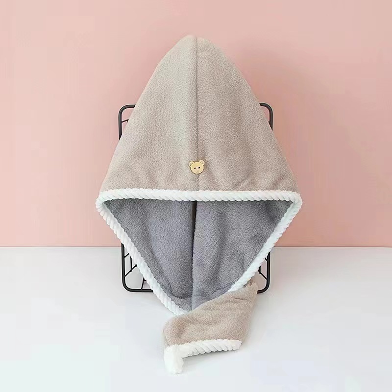Picture of Class a Dry Hair Cap Thickeneded Super Absorbent Quick-Drying Shower Cap Double Layer Coral Velvet Edge Dry Hair Towel Ready for Sale