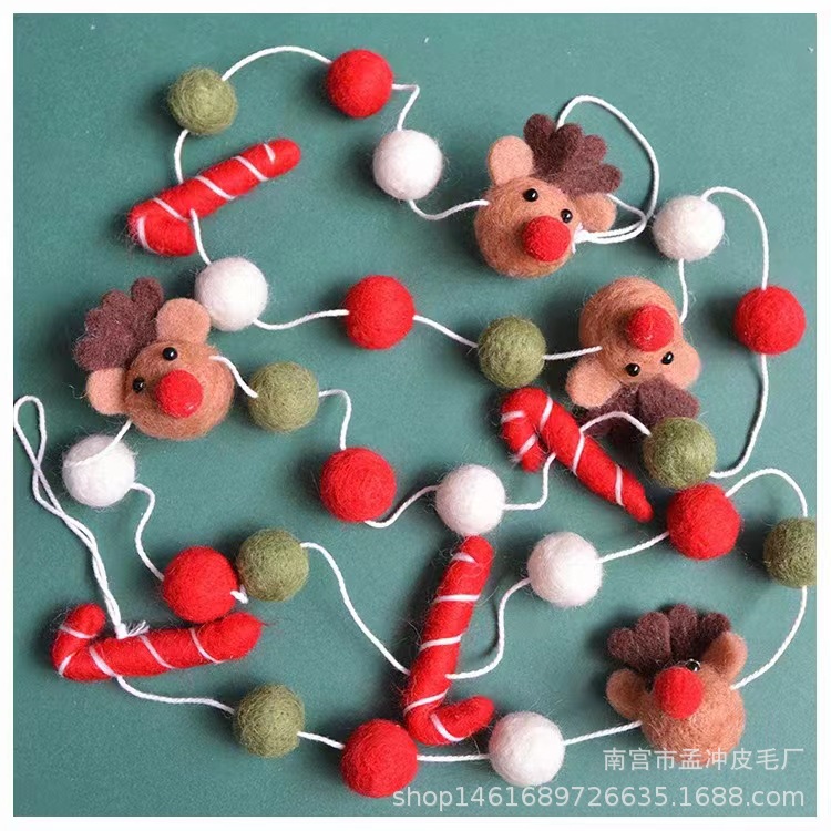 Cross-border wool felt poking fun Halloween felt ball string decoration holiday pendant props Christmas tree accessories