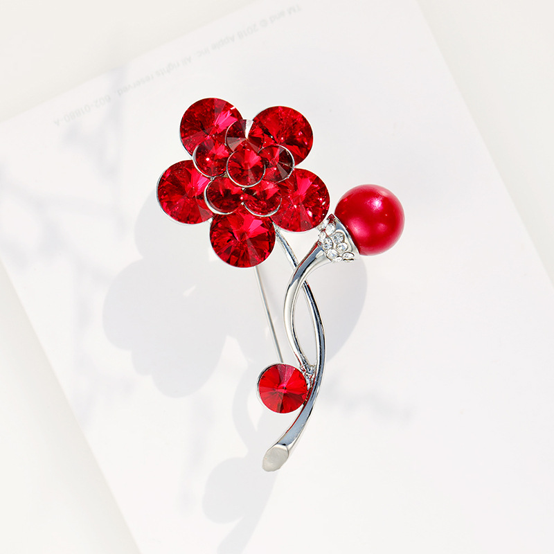 Picture of Sky Luxury Jewelry High-end Brand Light Luxury High-end Shijia Crystal Flower Brooch Simple All-match Pin Shawl Buckle