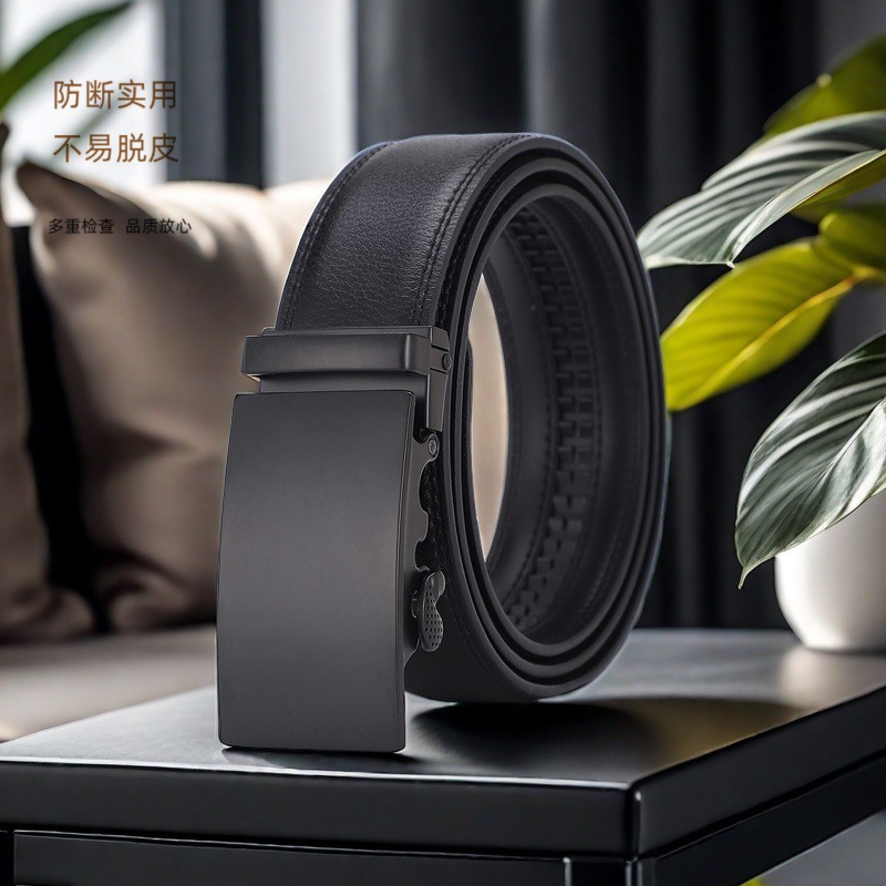 Belt Men's Wholesale High-End Genuine Leather Automatic Buckle Cowhide Belt Men's Business Men's Trouser Belt Casual Belt