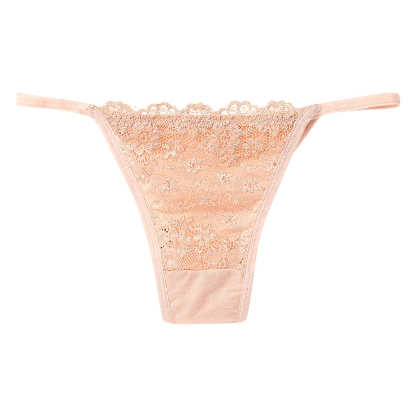 Sexy Lace Transparent Thong Women's Low Waist Hot Invisible Thin Seamless Pure Cotton Crotch Panties Japanese Style T-Shaped