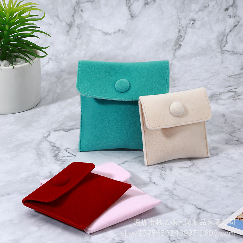 Fresh Jewelry Bag with Flip Cover and Hidden Buckle Velvet Bag Jewelry Storage Bag Gift Packaging Small Cloth Bag Manufacturer Customization