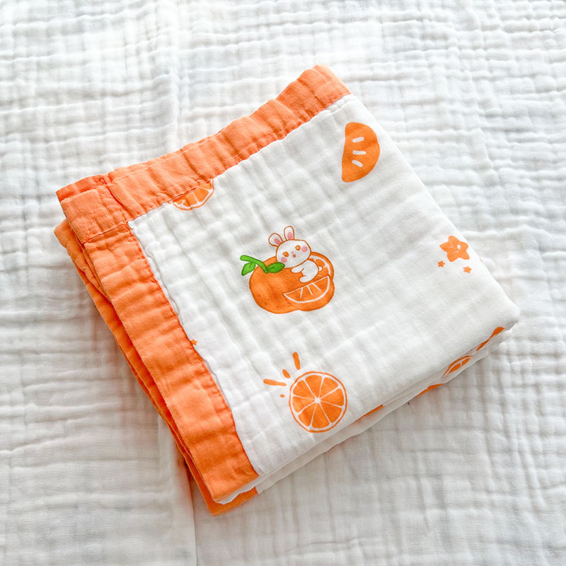 Picture of 6 layers of cotton gauze newborn wrapping towel bath towel wholesale printed wide side kindergarten children's blanket soft bath towel