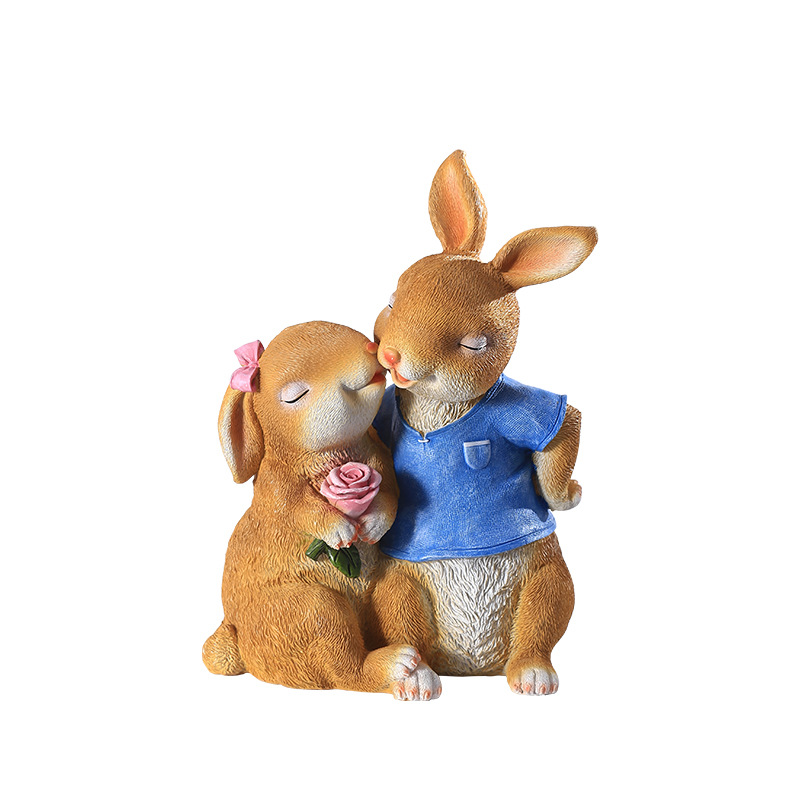 Picture of Garden Cartoon Couple Rabbit Koala Ornaments Outdoor Garden Courtyard Villa Farm Landscape Decoration Crafts