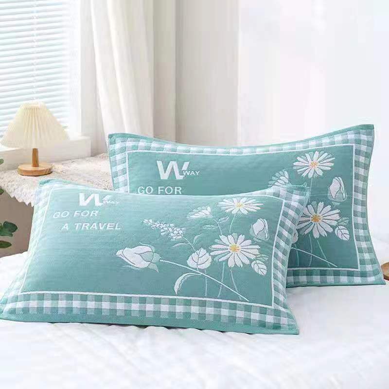 Picture of Household Three-layer High-grade Gauze Full Adult Extra Thickened Single Pillow Headscarf Sweat Absorbing Wholesale Cover Cotton Pillow Towel