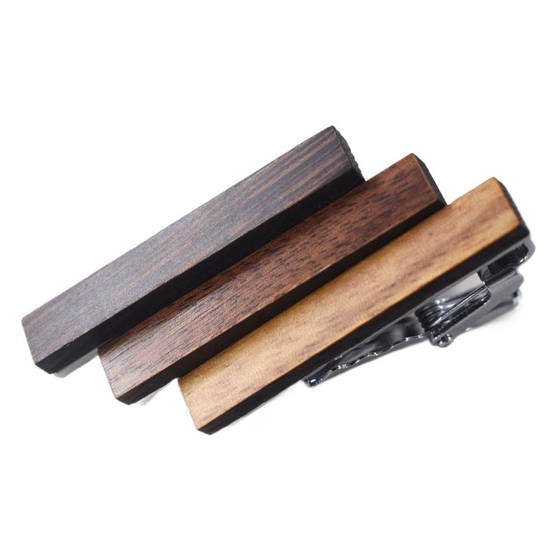 New high-grade wooden tie clip personality pattern printing wooden tie clip alloy zebra wood can be customized