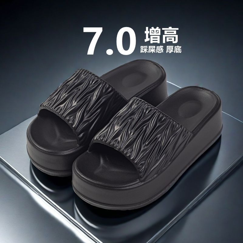 EVA Dung Feeling Thick-soled High-heeled Sandals and Slippers for Women Summer 2024 New Style Outer Wear Fashionable All-match Non-slip Beach