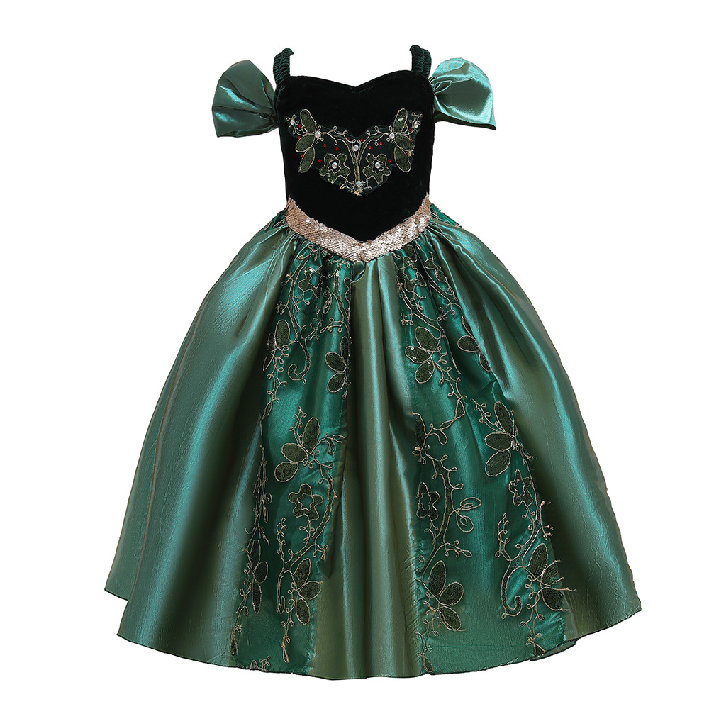 Cross-border Frozen Queen Anna Shoulder Princess Dress Halloween Children's Dress Dress Dress Dress a generation of hair