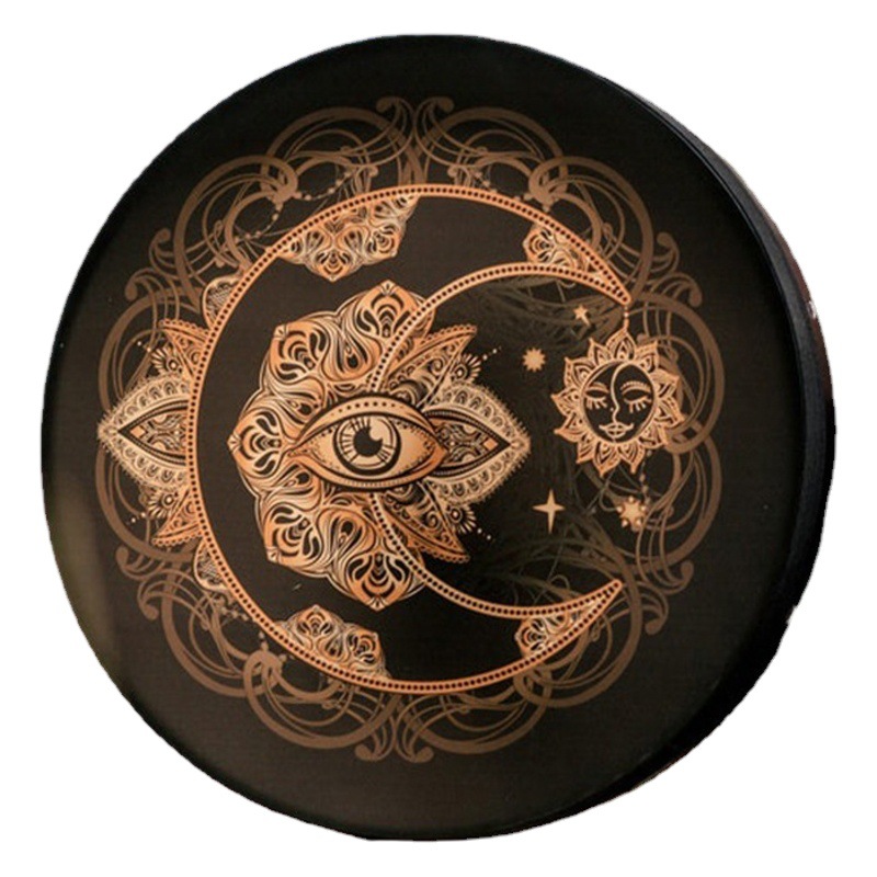 2024 Cross-Border New Product Golden Moon Eye Hand Drum Percussion Instrument Handmade Crafts Drum Art Festival Atmosphere